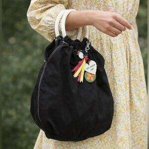 Tara Jarmon x Target Hobo Boho Bag Big Lucite Handles Canvas Tote hearts